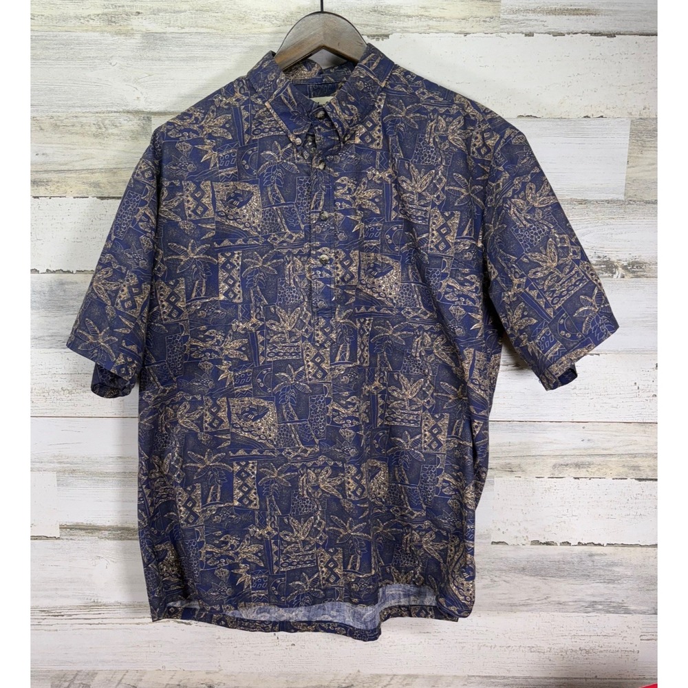 Cooke Street Men's Hawaiian Shirt Button Down Short Sleeve With Palm Trees Large